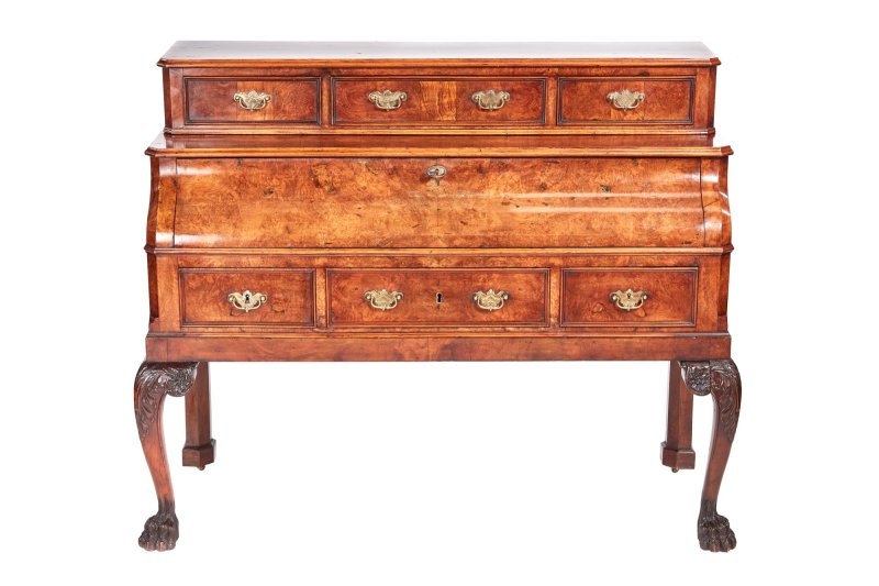 Exceptional Quality Antique Victorian Burr Walnut Bureau